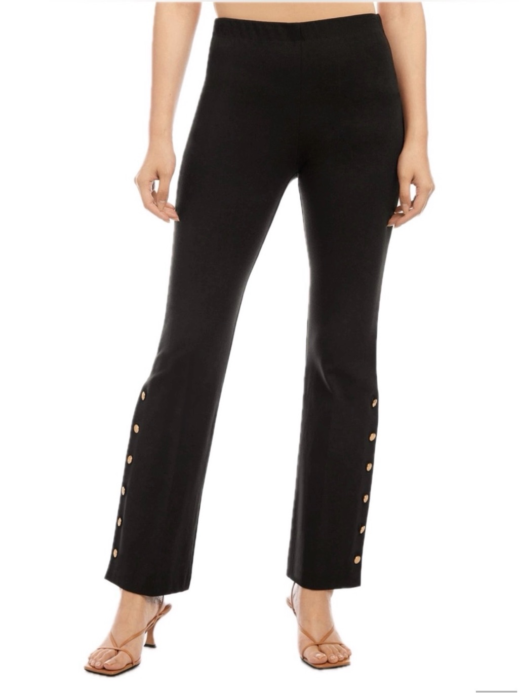 Fifteen Twenty Black Straight-Leg Pants With Hem Buttons